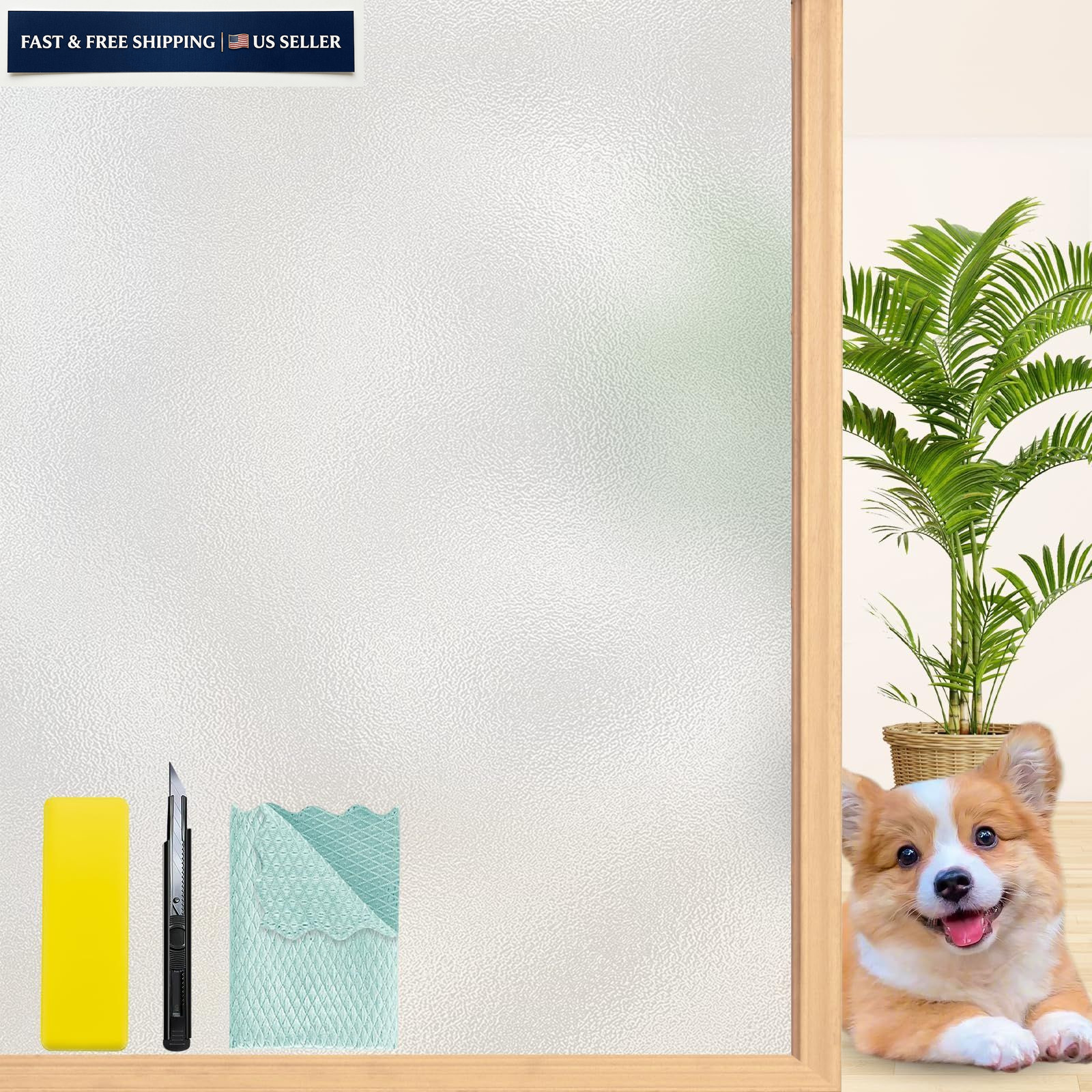 Niviy Frosted Glass Window Privacy Film Decorative, Static 17.5″x 78.7″, Pure
