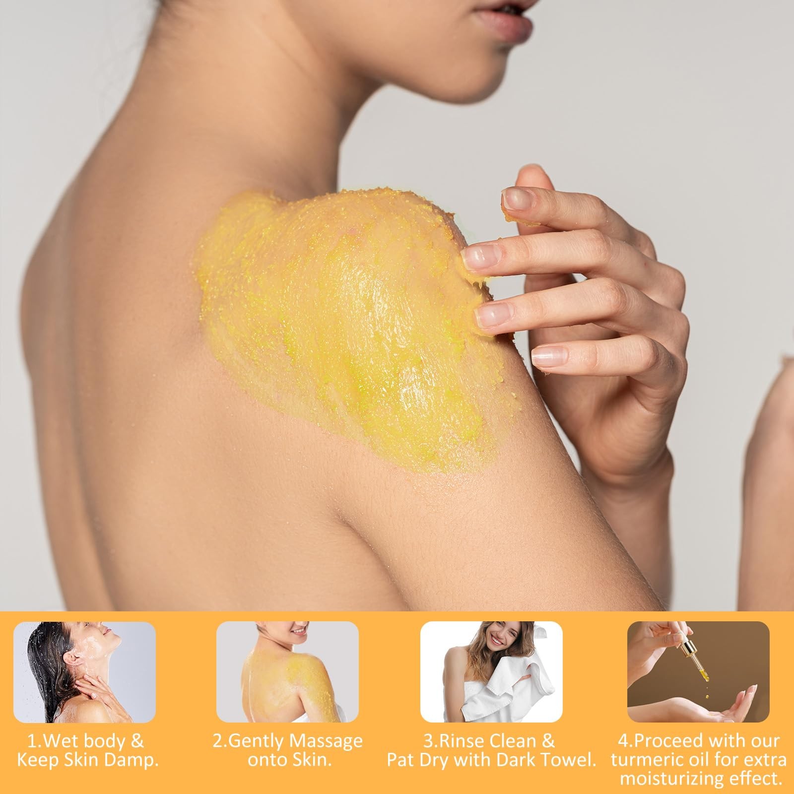 Turmeric Body Scrub Tumeric Oil Set, Natural Soothing 8 Ounce (Pack of 1)