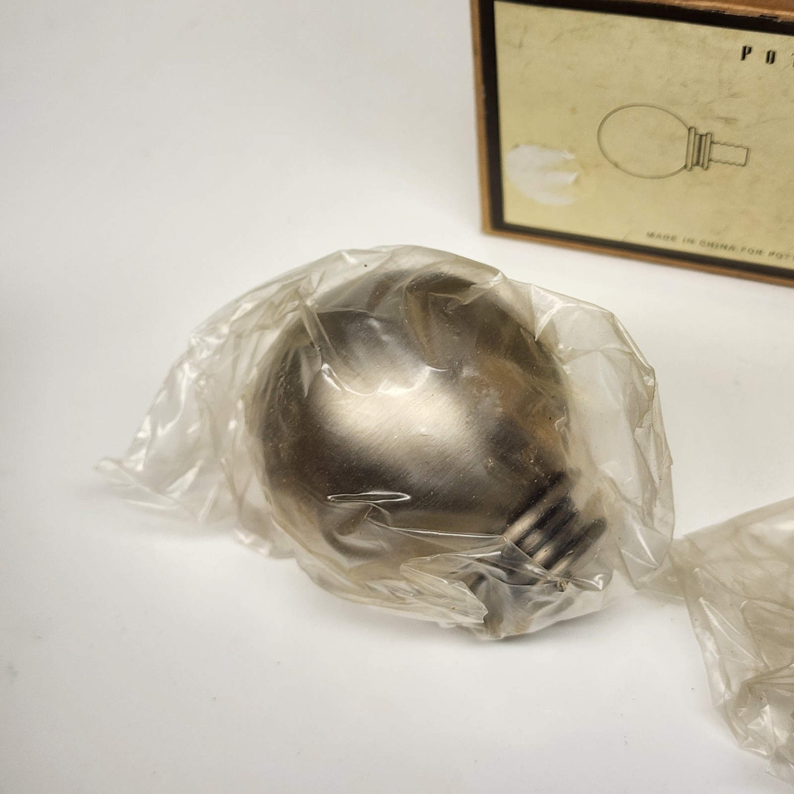 POTTERY BARN 2 Large Ball Finials 1.25” Diameter Pewter NEW OPEN BOX PB