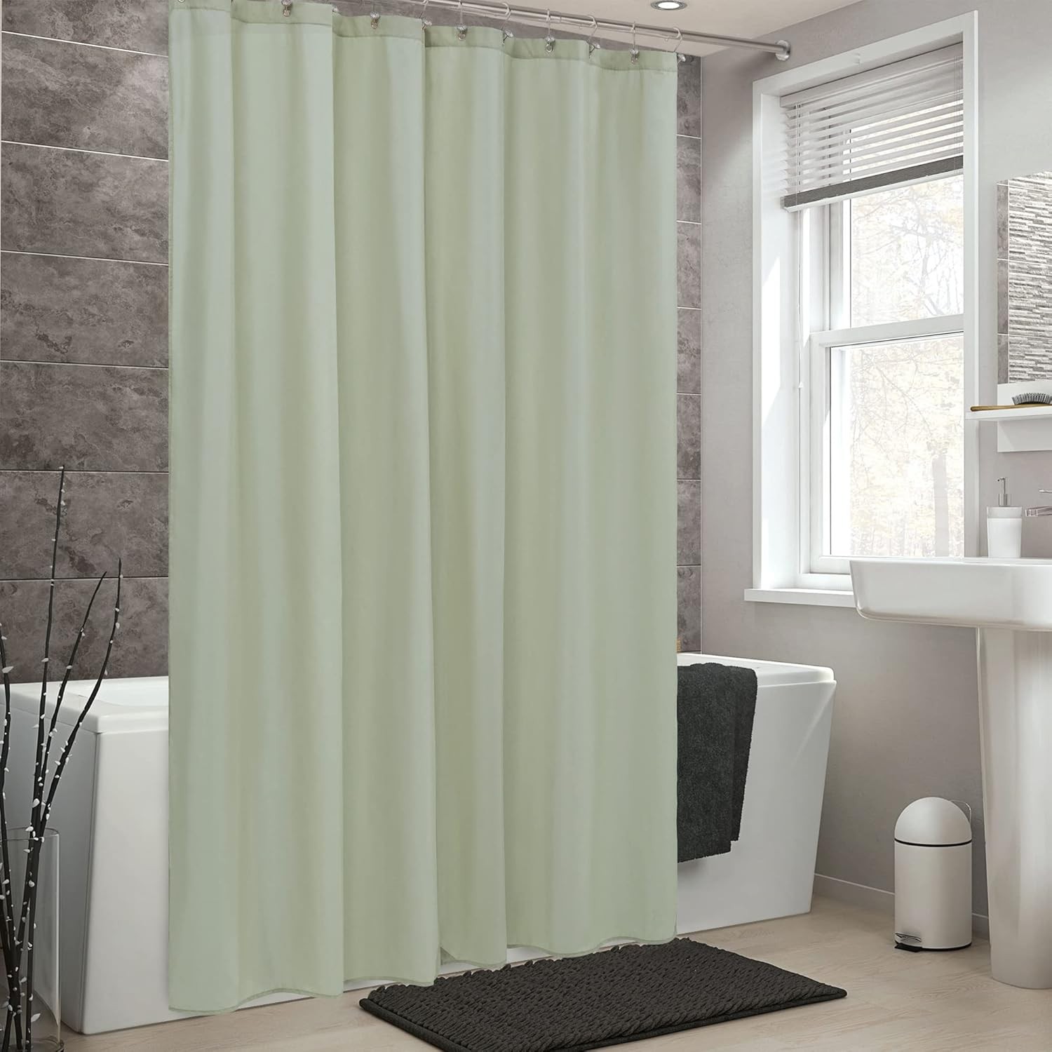 ALYVIA SPRING Sage Green Fabric Shower 72″W x 72″L (Pack of 1), Desert