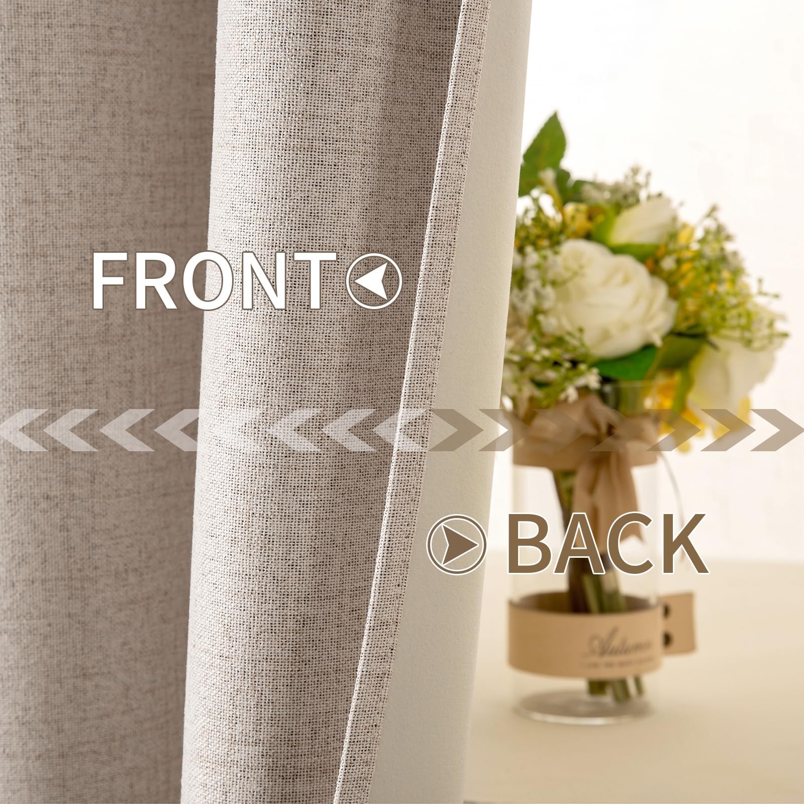 Miulee 100 Blackout Linen Textured Curtains For Bedroom Solid Thermal Insulated