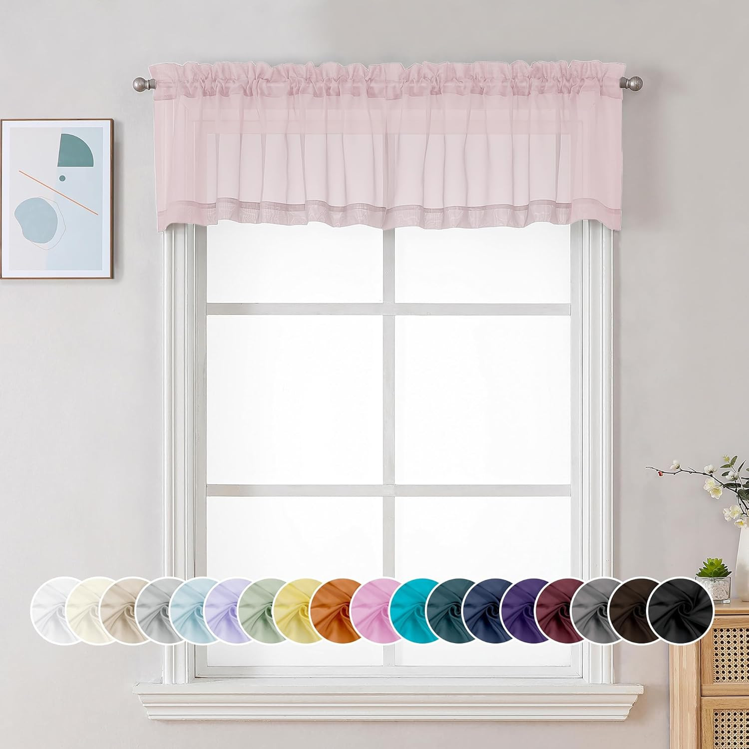 Sheer Valances for Windows, Small Window Curtains for Living Room Bathroom Laund