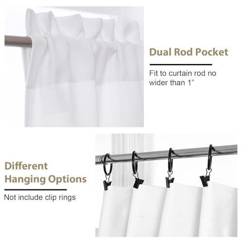 White Valance for Windows – Solid Light 60″W x 14″L (Pack of 1) Pure White