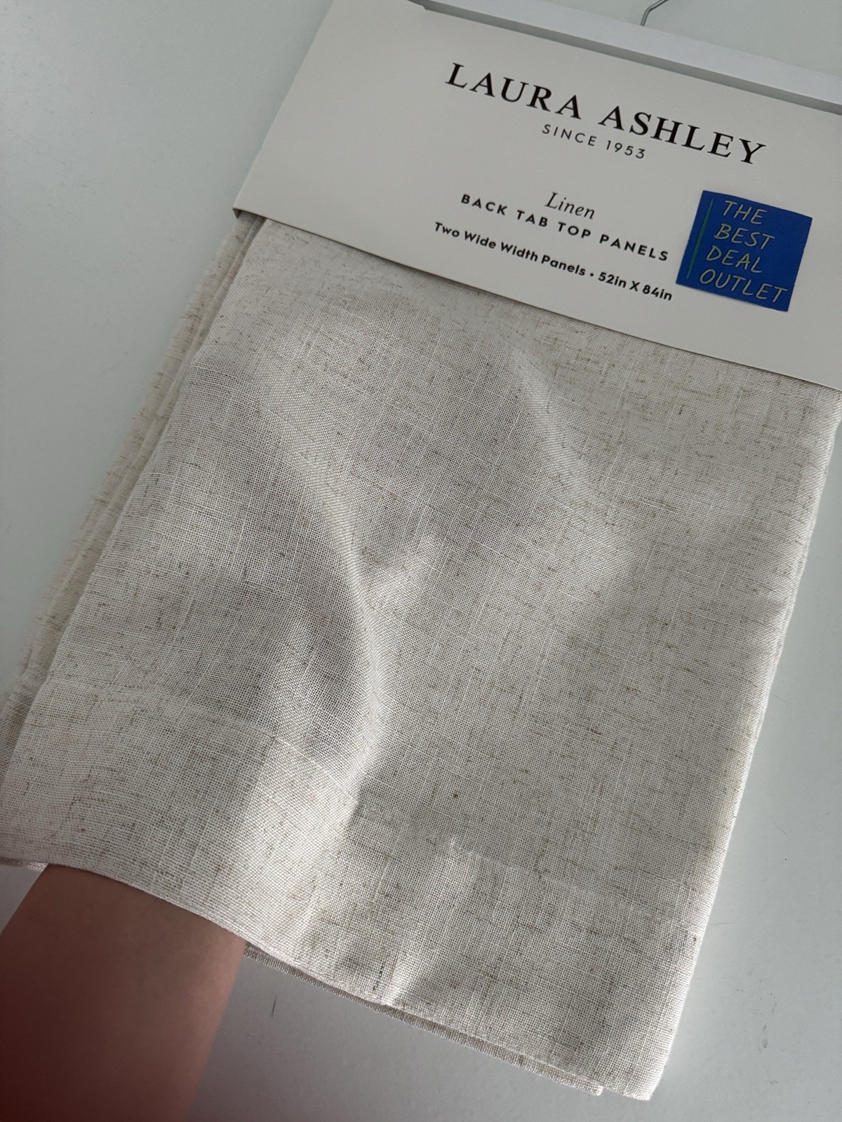 New Laura Ashley Window Curtains 2 Wide Panels 52 x 84 Linen Natural Back Tab