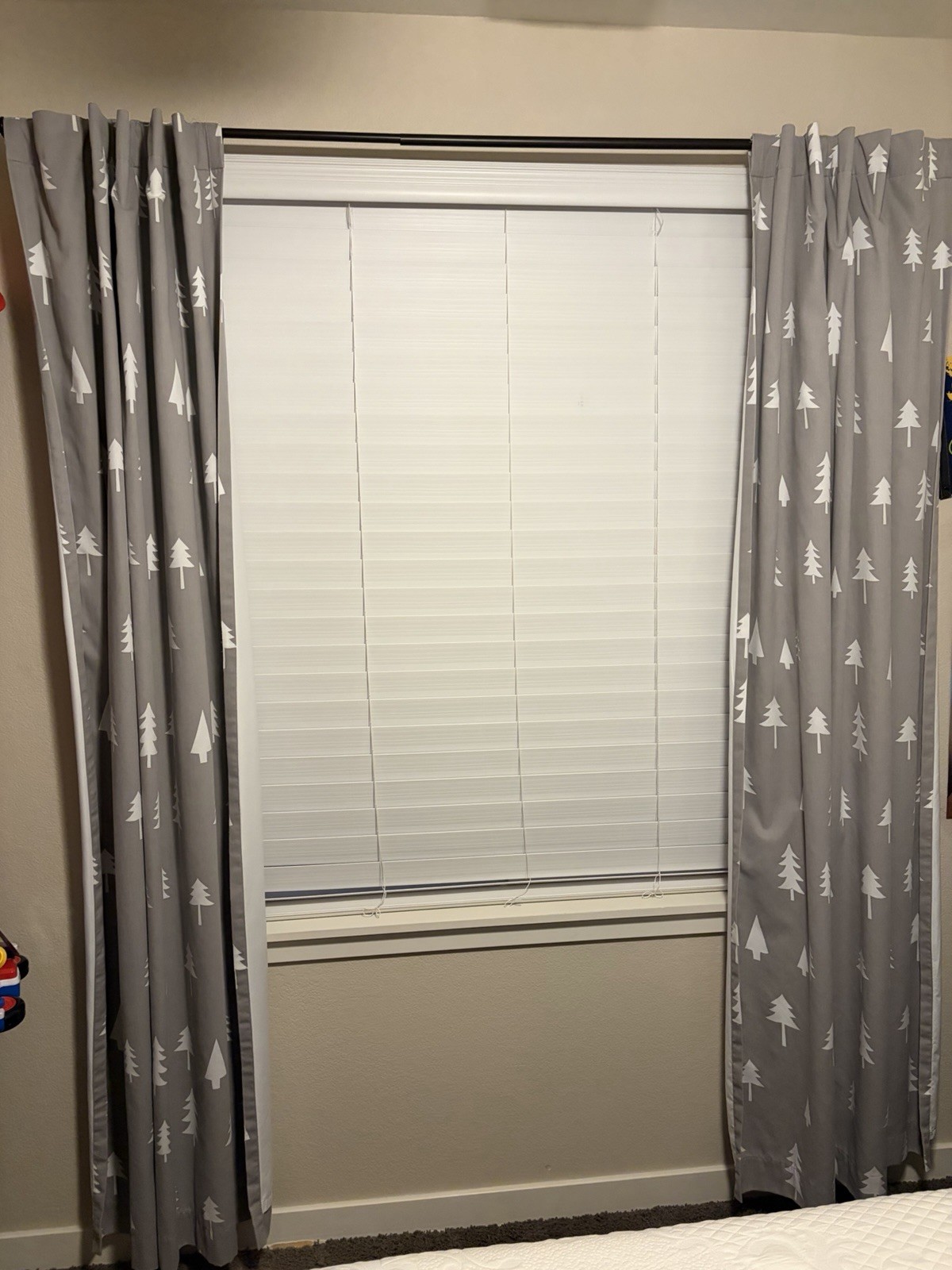 Gray/White Tree Blackout Lined Curtain Panels Set of 2 Rod Pocket 42×84