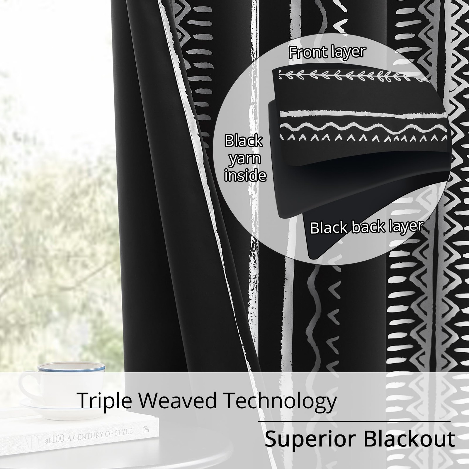 Bohomocasa Black And Silver Curtains 100 Blackout Boho Metallica Silver Foil