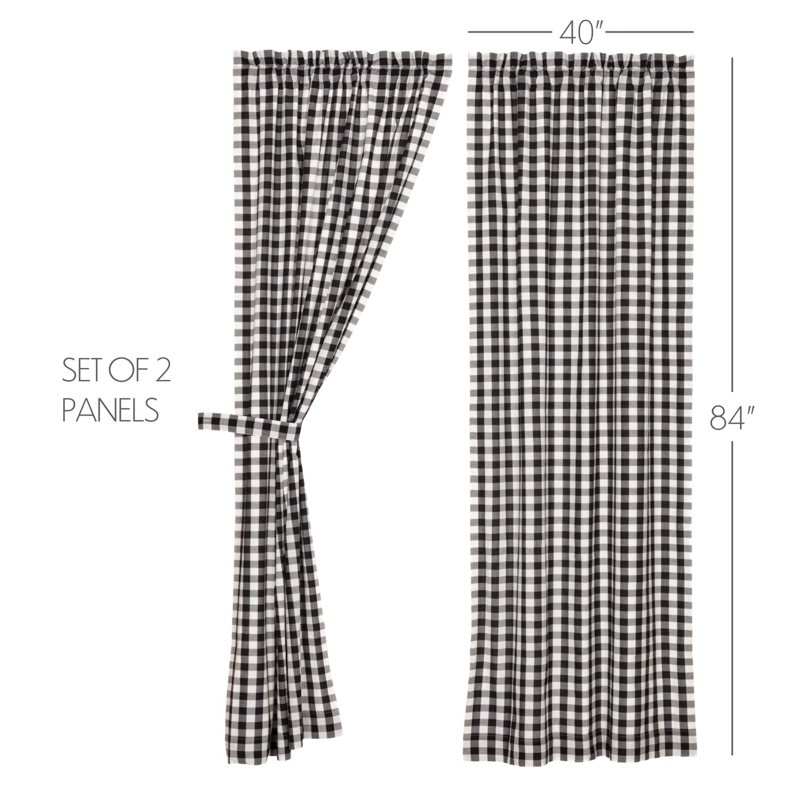 Vhc Brands Annie Buffalo Check Cotton Farmhouse Curtains Rod Pocket Tie Backs
