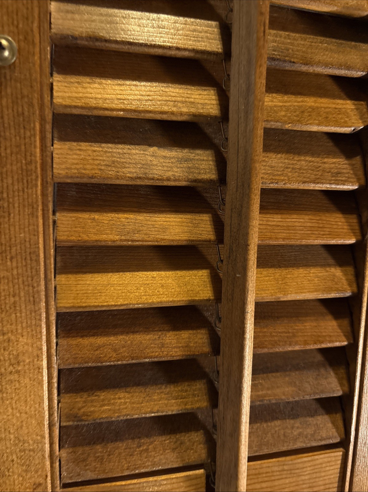 Vintage Plantation Window Shutters Set 19″x 15 1/4 “Wood Interior Louver Brown