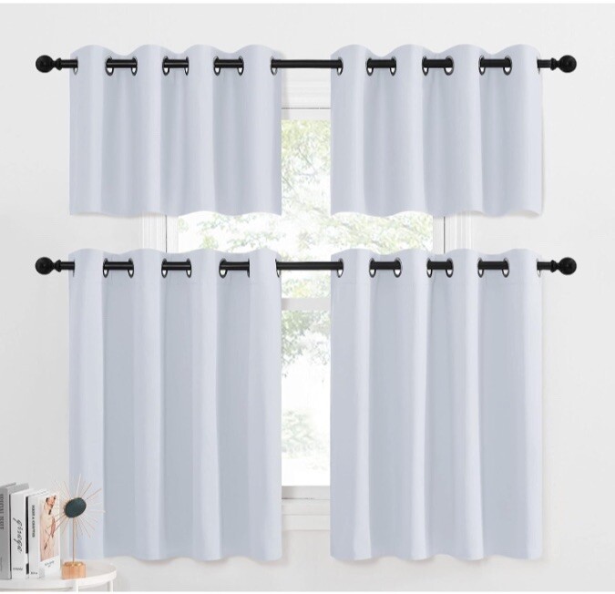 NICETOWN Grayish White Window Panels – 2 Pieces W52xL36 + 1.2 Inches Header NEW
