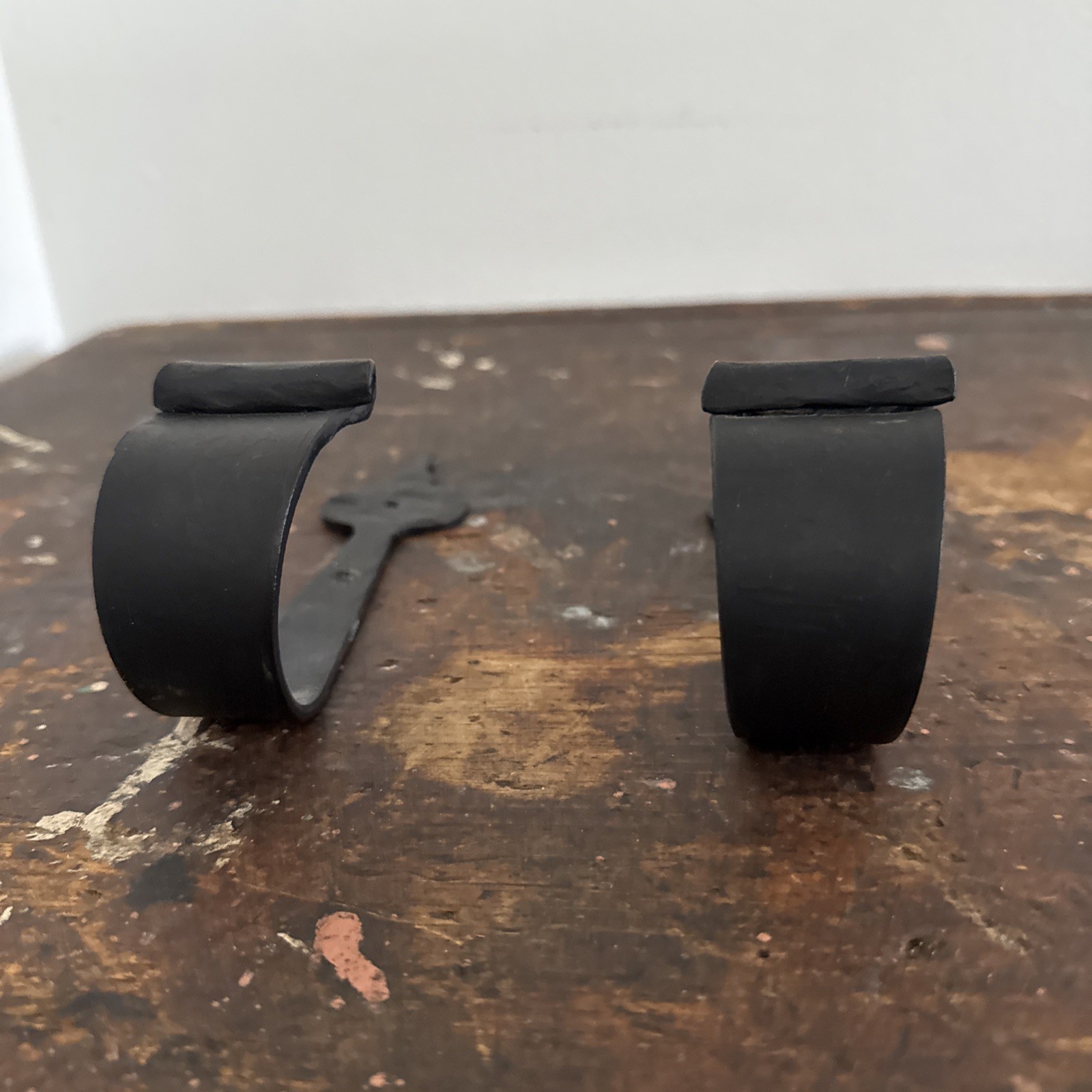 2 Curtain Pole Holders Hand Forged 7” Brackets Hooks for up to 1.75”Diameter Rod