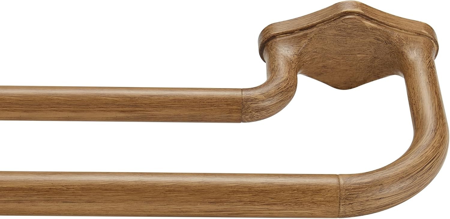 Brown Wood Grain Double Curtain Rods For Windows 72-144 Inch,Heavy Duty Doubl…