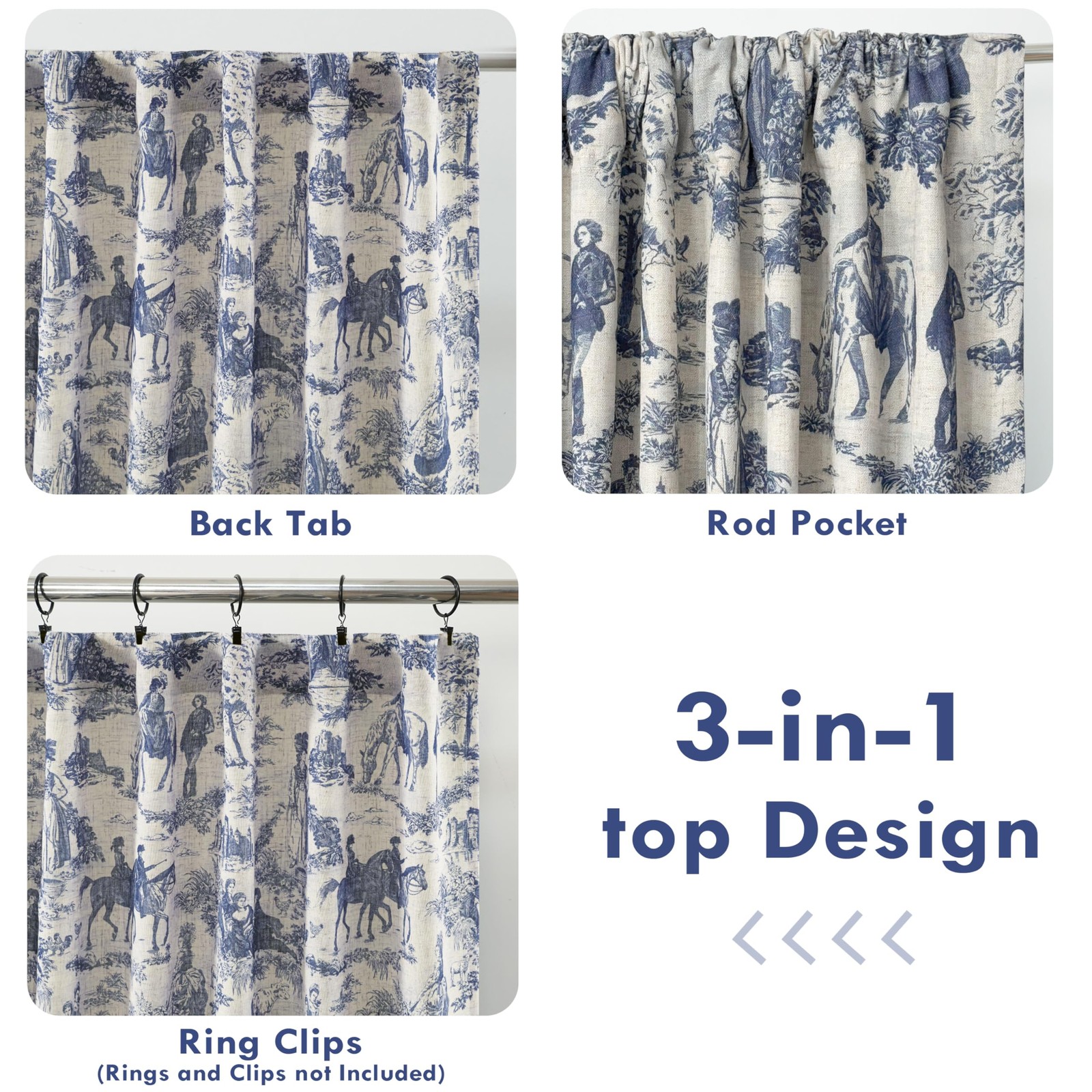 Driftaway 100 Blackout Toile Linen Curtains For Bedroom Double Layer Farmhouse
