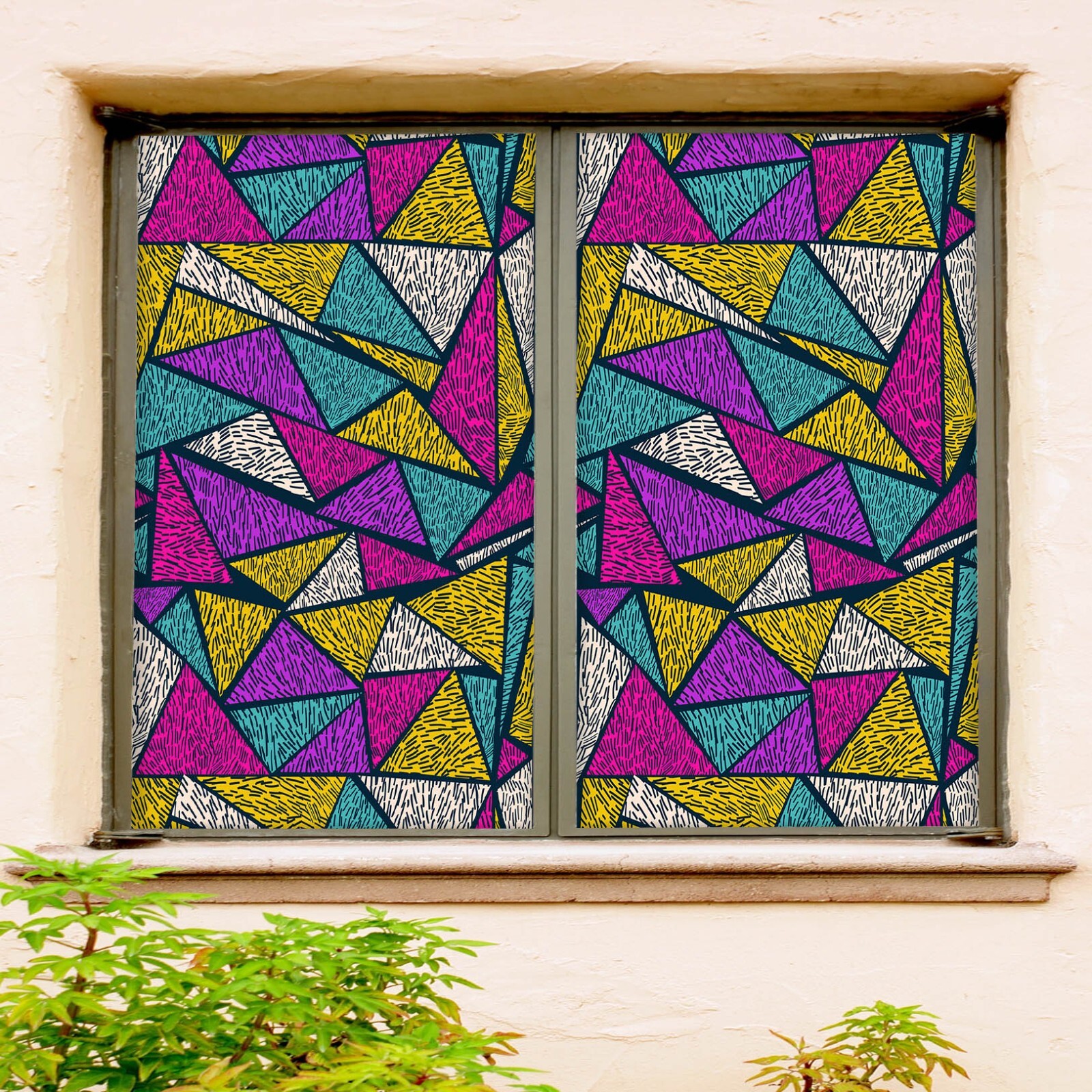 3D Color Triangle A316 Window Film Print Sticker Cling Stained Glass UV Sinsin