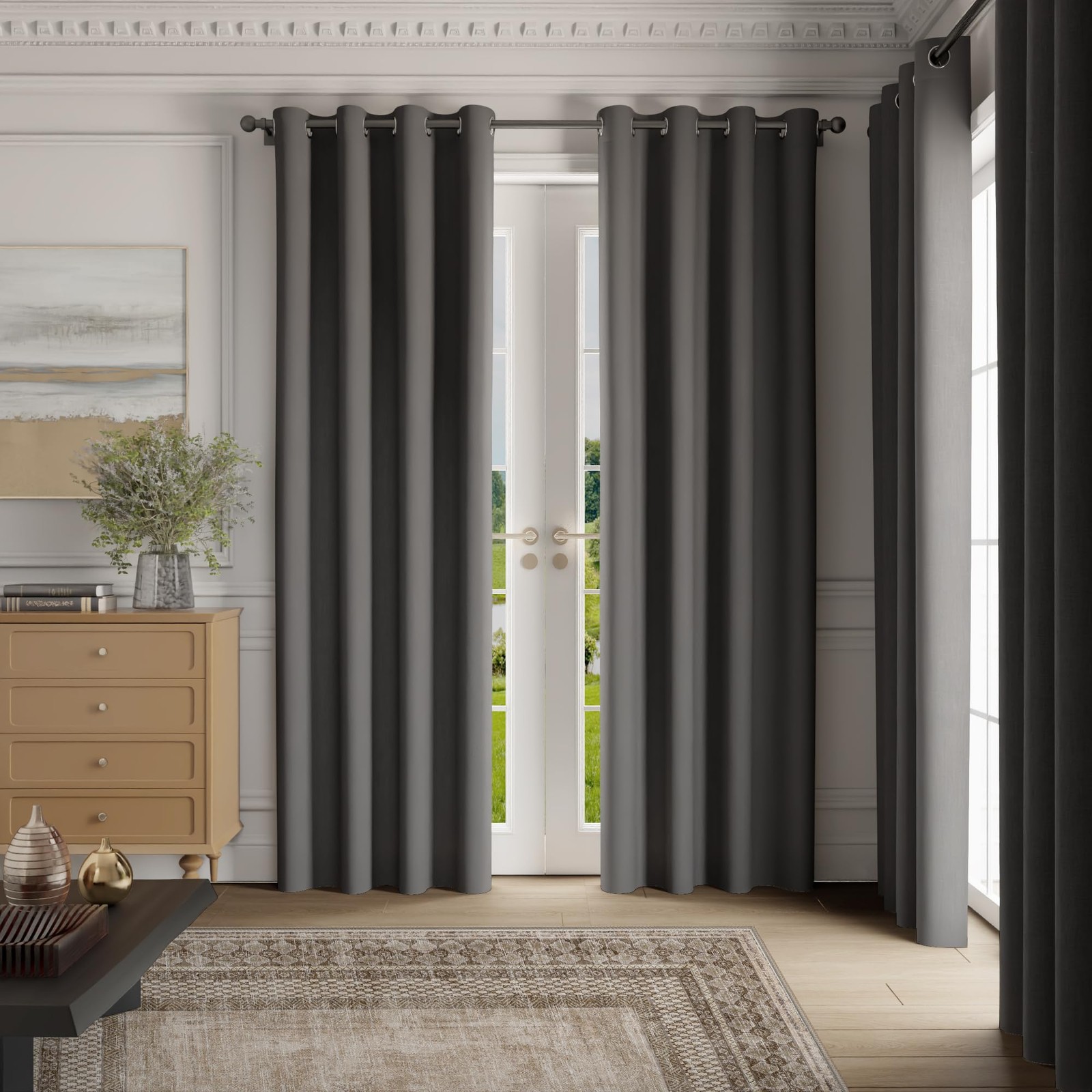 Grey Light Blocking Curtains 84 Inches Long 2 Panels for Living Room, Bedroom…