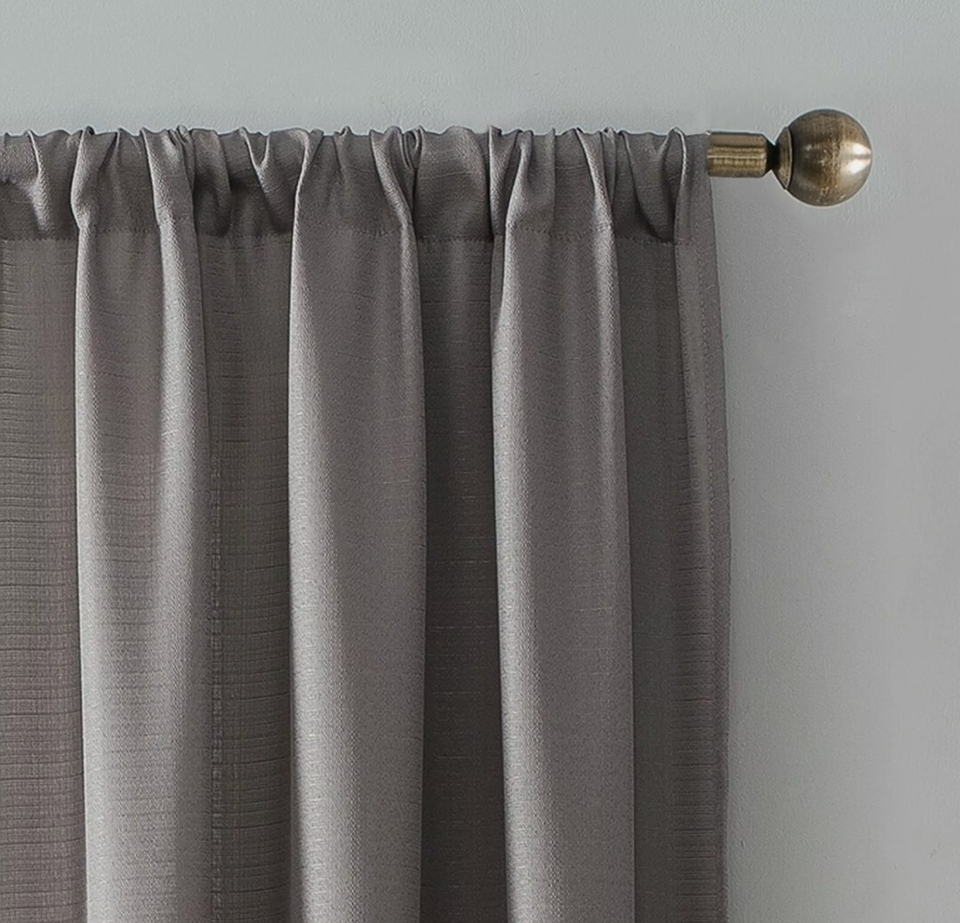 38″x63″ Gray Textured Curtain Panel, Solid Rod Pocket, Mainstays