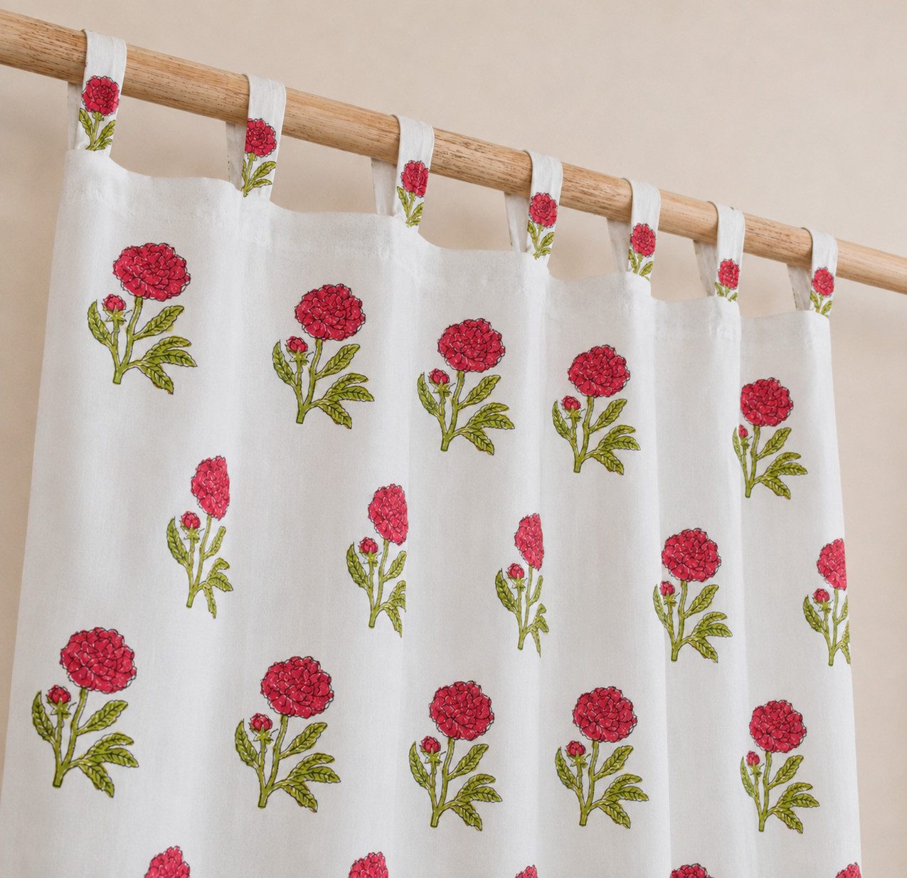 2 Panel Boho Indian Block Print Curtains for Bedroom – Door Window Panel Drapes