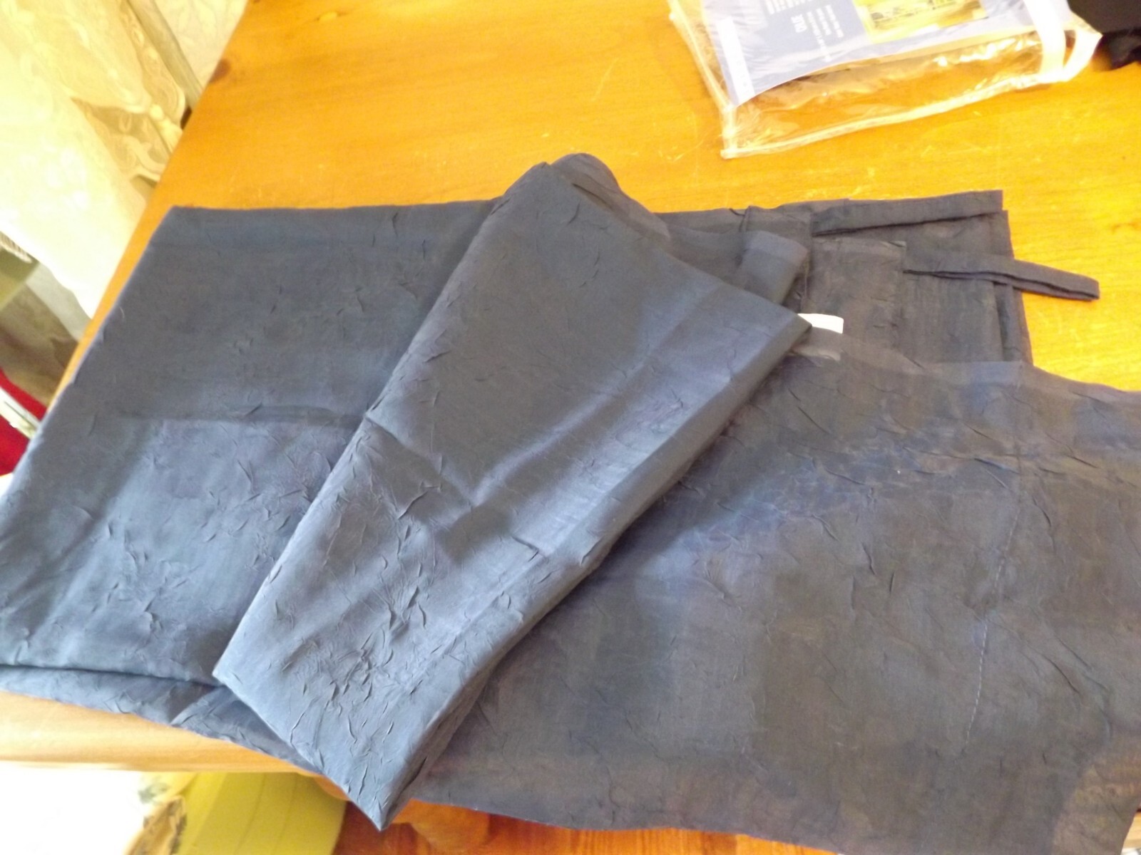 new KRINKLED SHEER CURTAIN PANEL NAVY BLUE “CHLOE” 51Wx84″ TAB TOP 2 available N