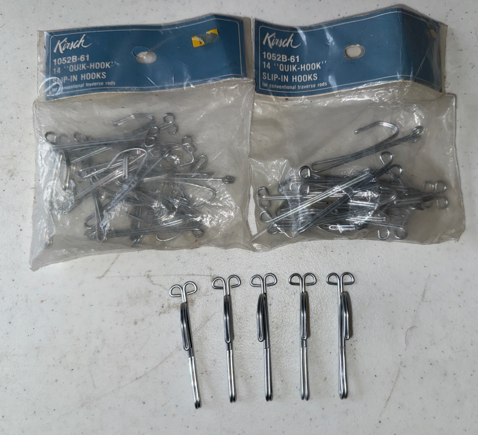 NOS 33 Total Kirsch Drapery Quick Hook Slip-In Hooks for 4″ Traverse Rods
