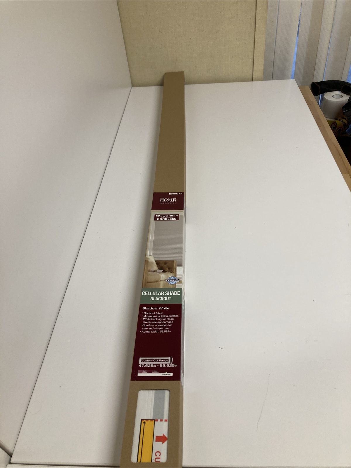New HDC Cellular Shade Blackout Cordless 60 in x 48 in H Shadow White