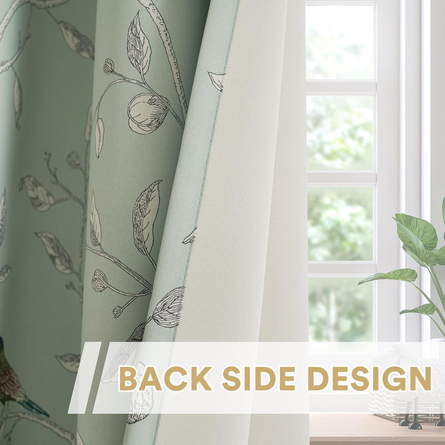 Blackout Curtains for Bedroom 63 Inches Length Thermal Insulated Birds Rustic Pr