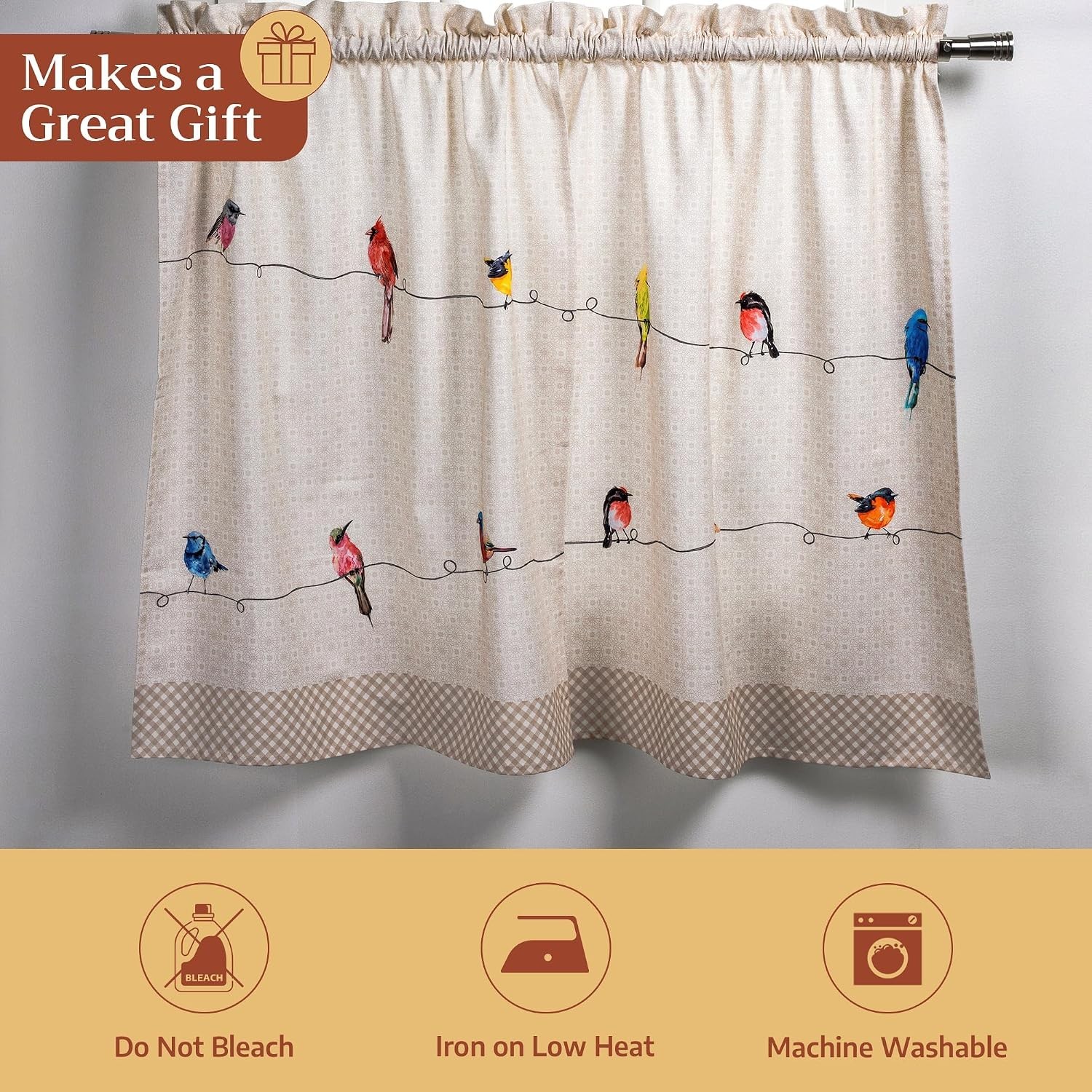 Kitchen Curtain Set for Windows 100% Cotton Set of Kitchen Curtain Valance fo…
