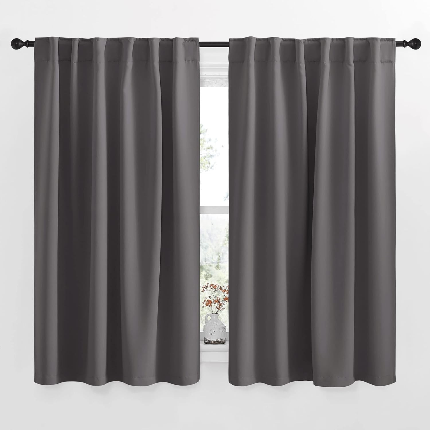 Blackout Curtain Panels Living Room Grey Color 52×54 inch 2 Panels Set Room