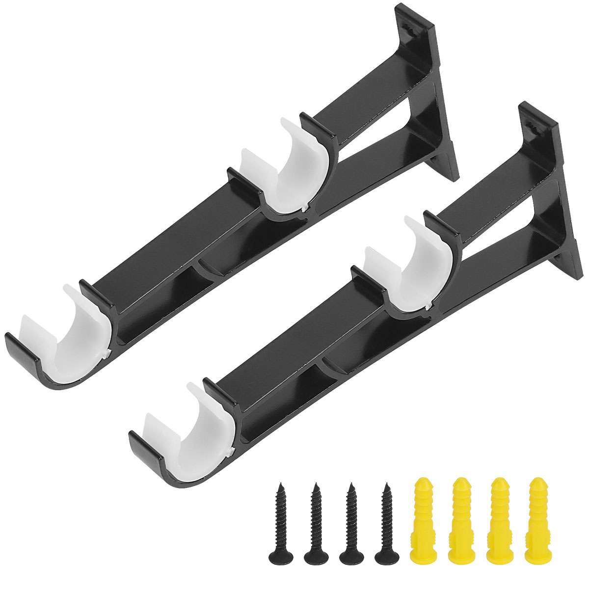 2 PCS Aluminum Alloy Double Curtain Rod Brackets Window Wall Holders for Drapery