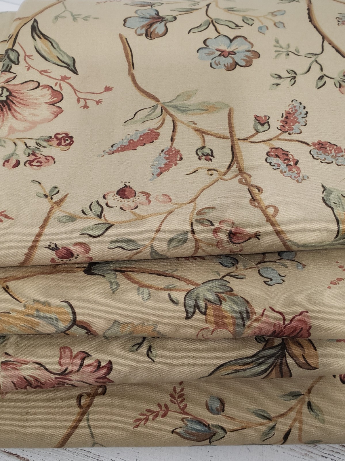 Pottery Barn Tan Floral Curtain Panel 44 X 84 ( sold by the panel ) cottagecore