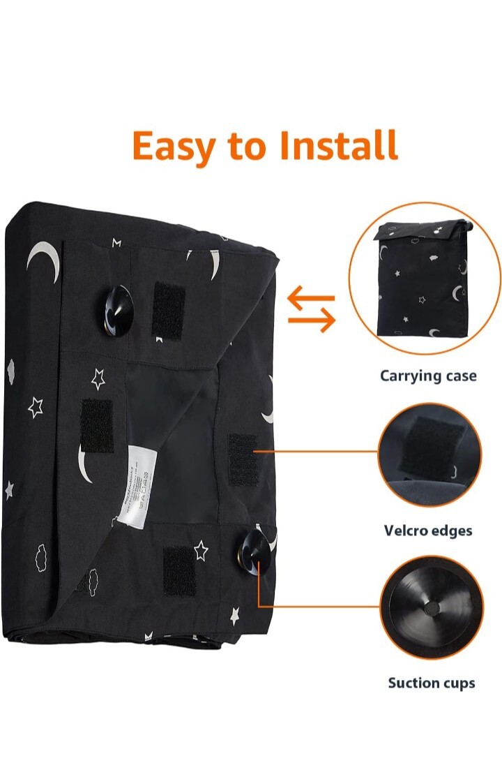 Amazon Basics Portable Travel Window Blackout Curtain Shades with Suction…