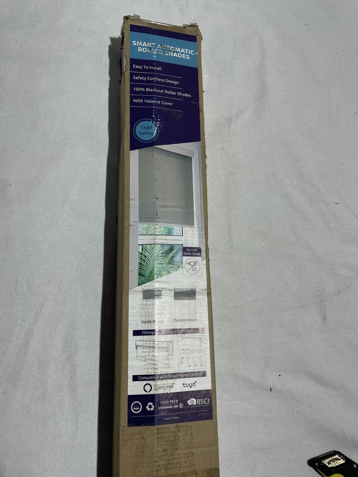 Smart Automatic Roller Shade Blackout Gray Cordless With Valance Cover