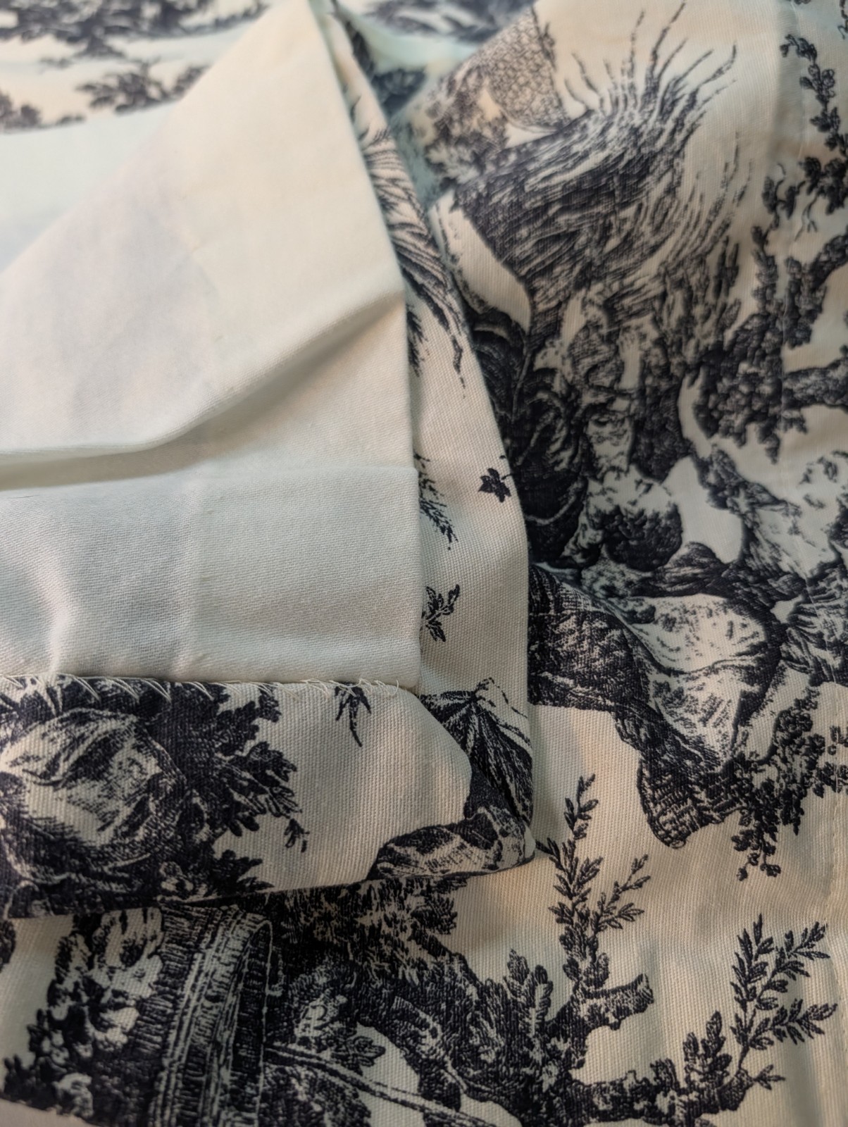 Country Life Blue White Toile Curtain Panels 49”x 64”