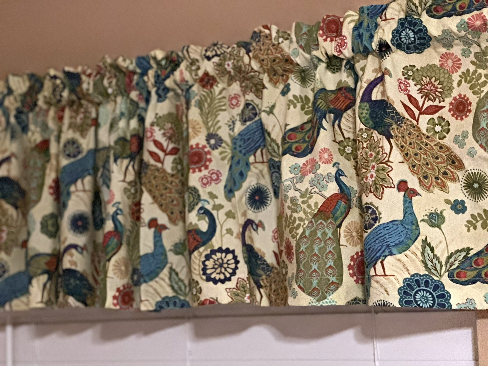 Peacock Bird Flower Multicolour Window Curtain Valance