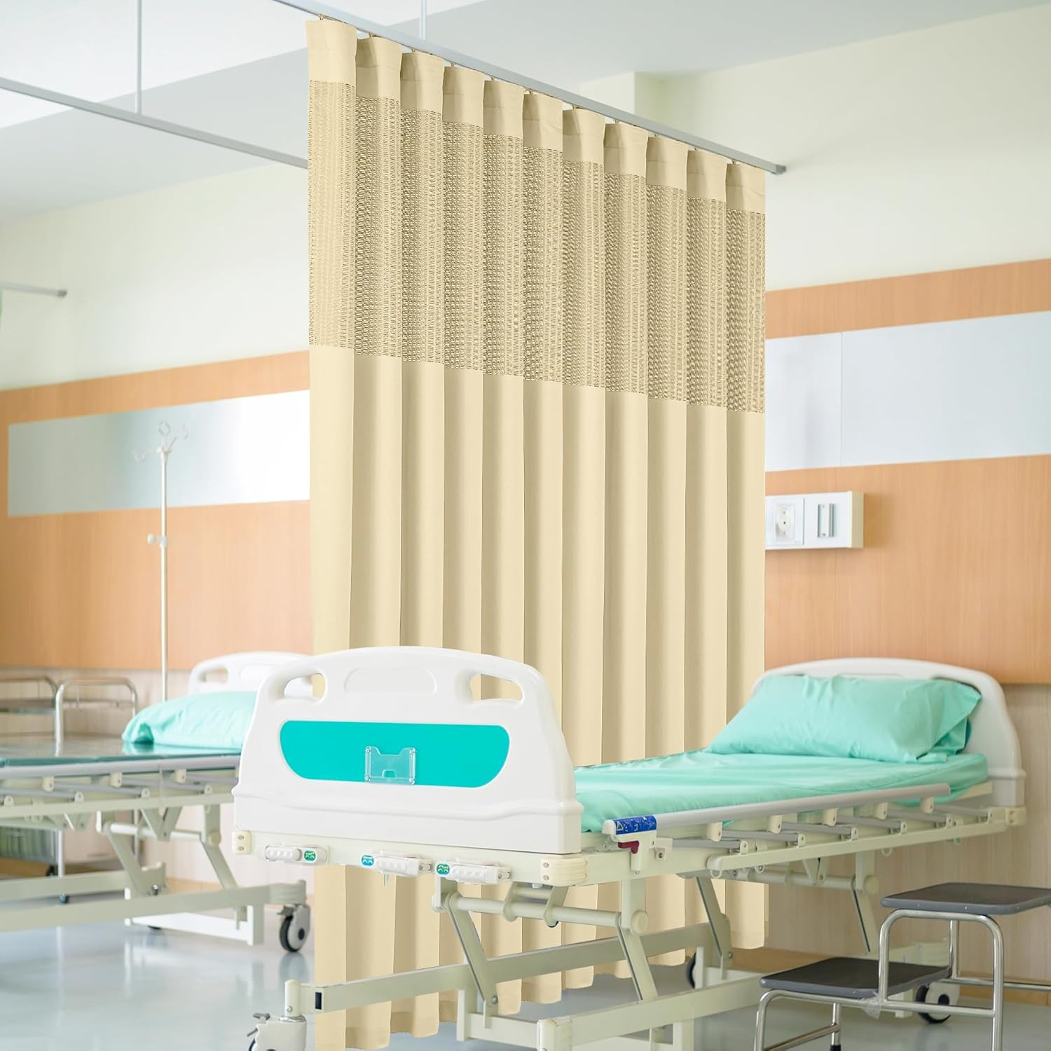 Flame Retardant Hospital Curtains Room Divider with Flat Hooks, Cubicle Curtains