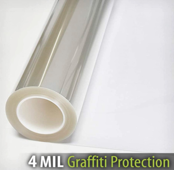 BDF AG4M Window Film Graffiti Protection 4 Mil Clear 12 in x 50 ft UV Protection