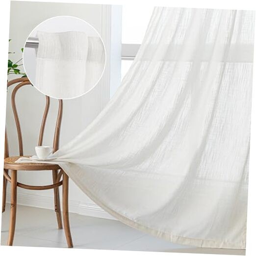 Living Room Curtains 2 Panel Sets, Soft Cotton 50″W x 95″L (Pack of 2) Natural