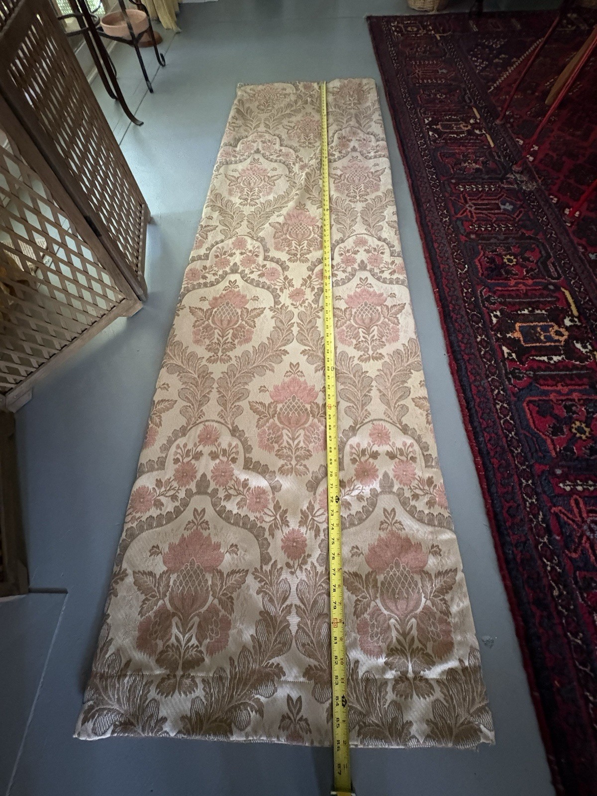 JCPenney Home Collection Lined Floral Curtain Panel Beige Pink Brown 48×84