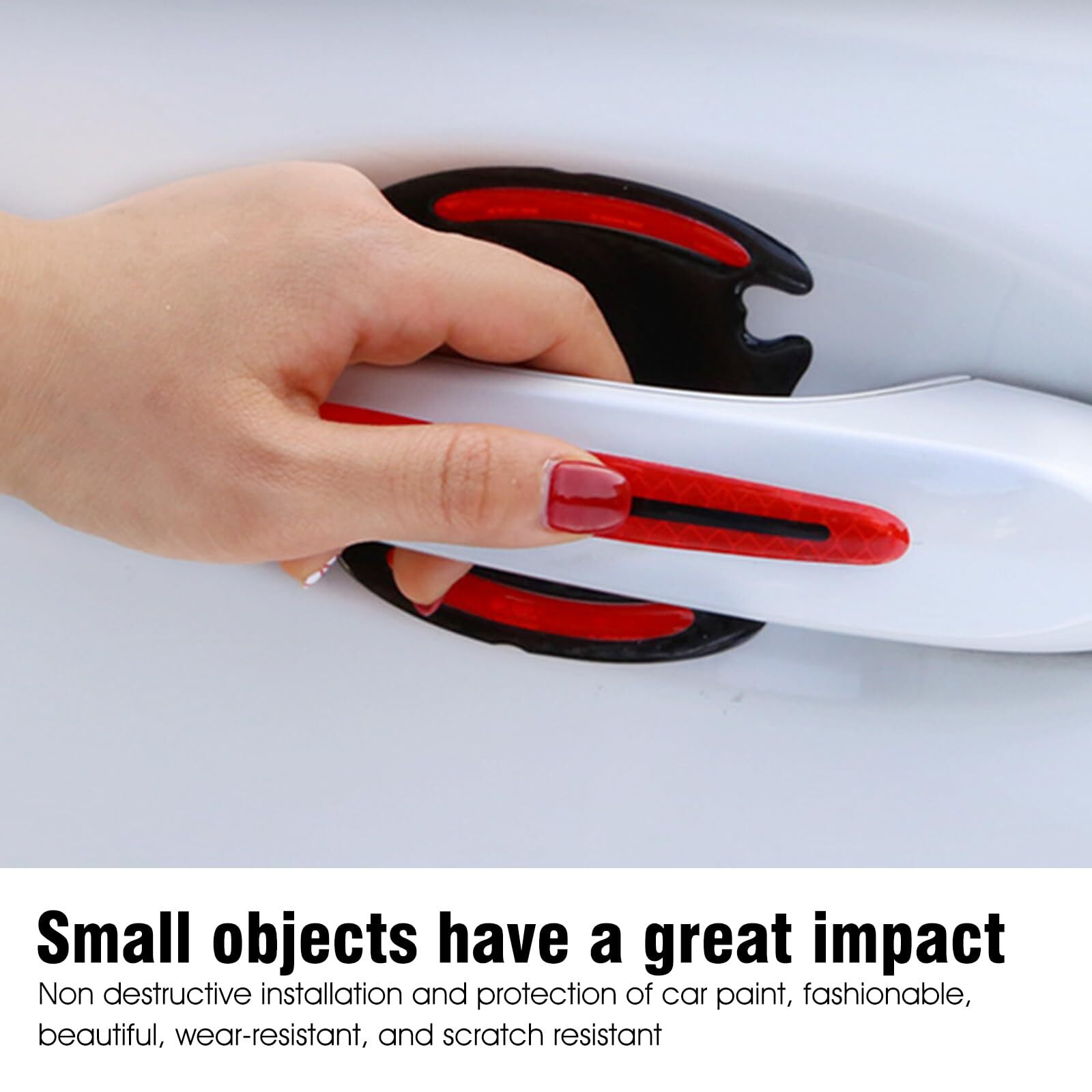 8 PCS Car Door Handle Sticker 4 PCS 3.5In x 3.2In Reflective Rubber Vehicle D…