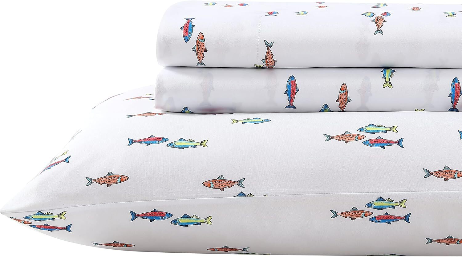 Eddie Bauer Kids – Full Size Sheets, Stain Full, Fish Lake White/Multi