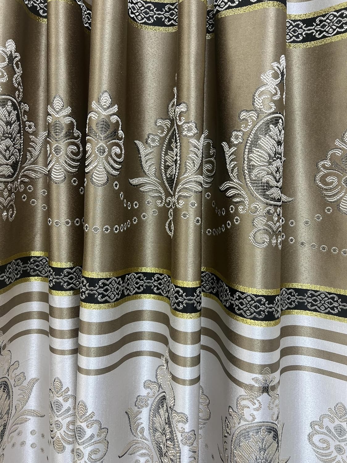 Harmony Horizon. Jacquard Window Curtain Panel Drape with Attached Fancy