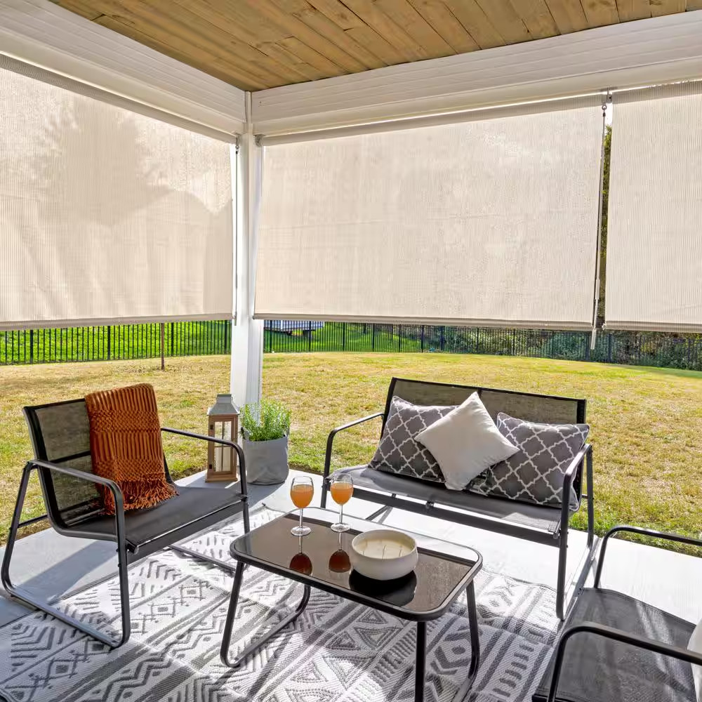 Champagne Cordless 95% UV Blocking Fade Resistant Fabric Exterior Roller Shade 7