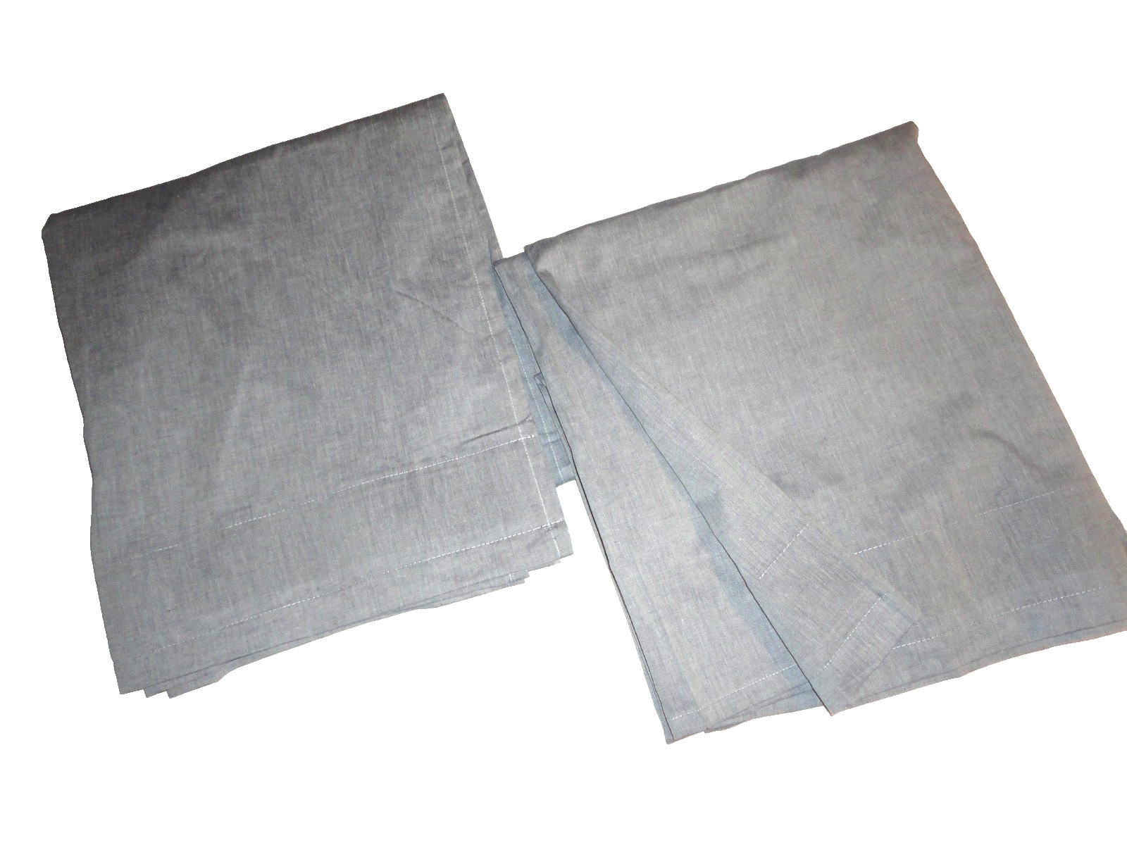 IKEA HANNALILL BLUE DENIM CHAMBRAY (2) UNLINED DRAPERY PANELS 57 X 98