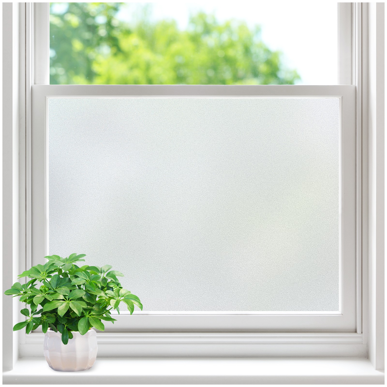 Pigo Window Privacy Film Frosted Static Cling Glass Sticker Opaque Pure White