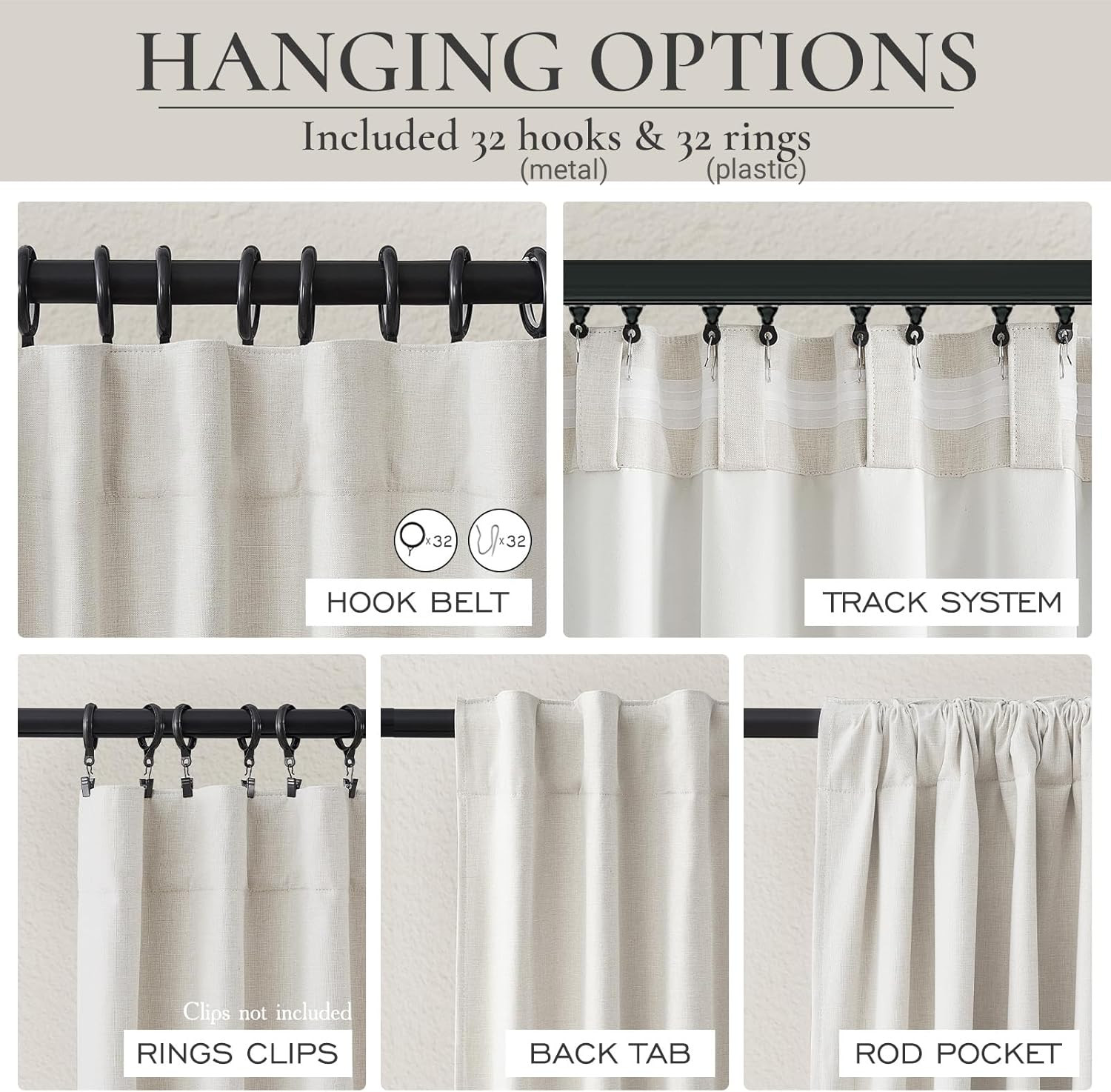 78 Inch Long Linen Blackout Curtains, 2 Panels Set for 76-80 Inch Window Drapes