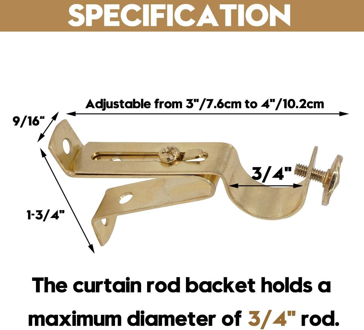 8 Pack Curtain Rod Bracket Adjustable Single Curtain Rod Holder For 3/4″ Rod go