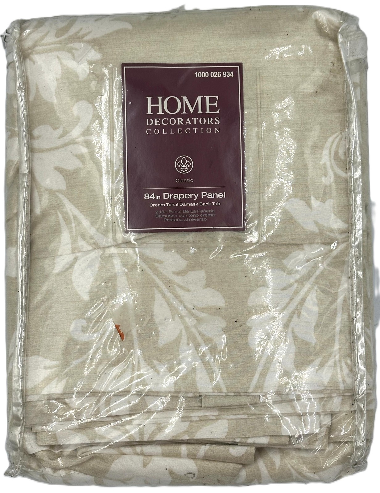 Home Decorators Collection Cream Tonal Damask Back Tab Curtain 50in W x 84in L