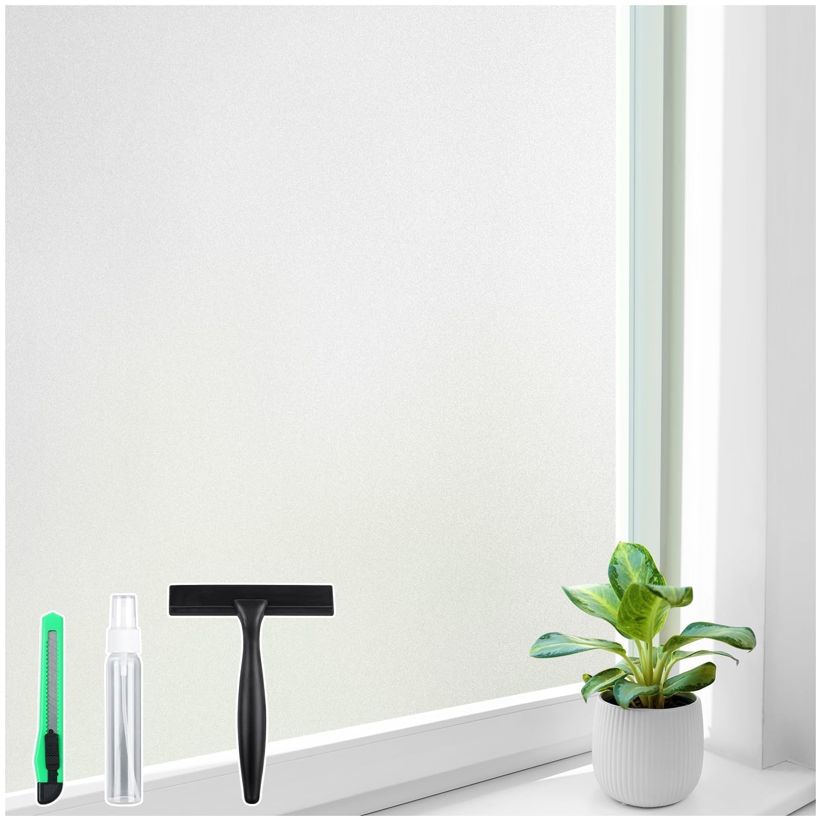 Frosted Glass Window Privacy Film – UV Blocking, Static Cling, Removable, 17.5″
