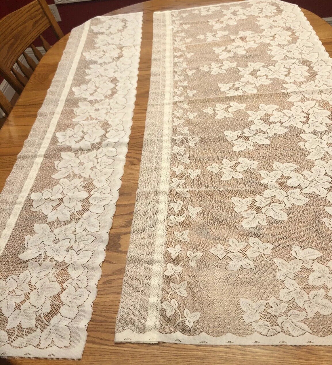 Vintage Lace Valance And Tier Cream Off White Ivy 59” Cottage Farmhouse