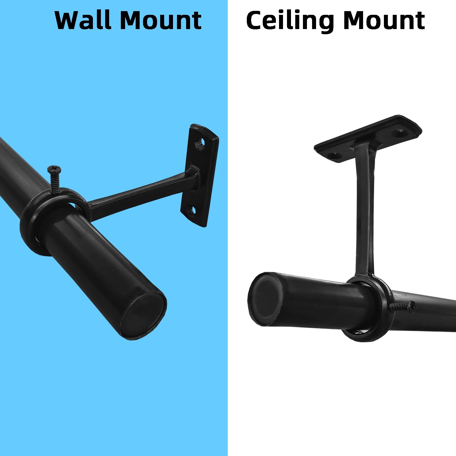 Curtain Bracket Ceiling & Wall Mount Brackets Heavy Duty Black Steel 4 PCS