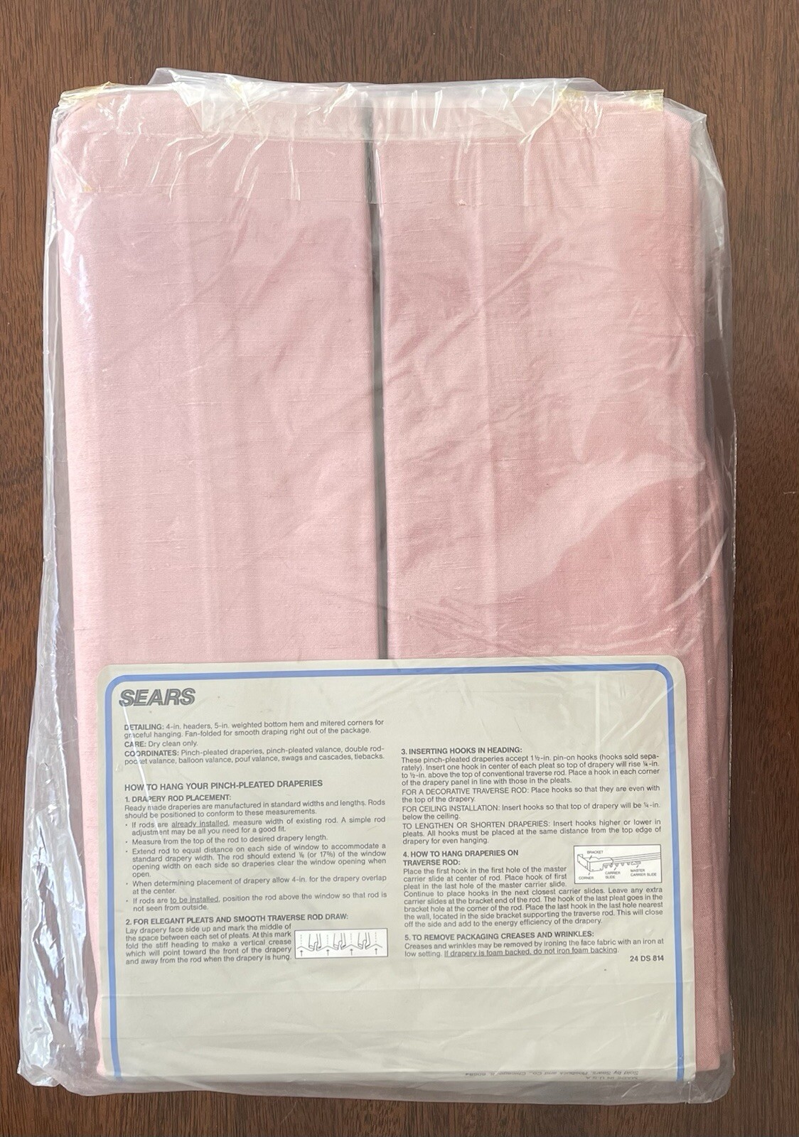 Pink Drapery Panel Set 84×48 In Pink/ Rose Color Regal Park Brand Sears 1 Pair