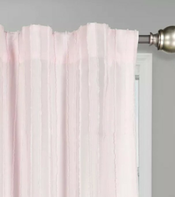 Vue Elements Vaughn Blush Pink Window Panel ~ 42×95 ~ Vertical Stripe Fringe
